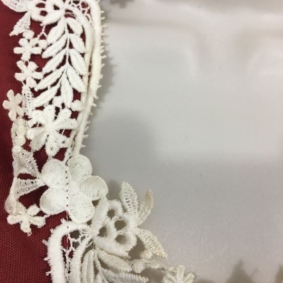 Vintage scoop neck lace trim maxi dress red size 6 - Picture 4 of 8